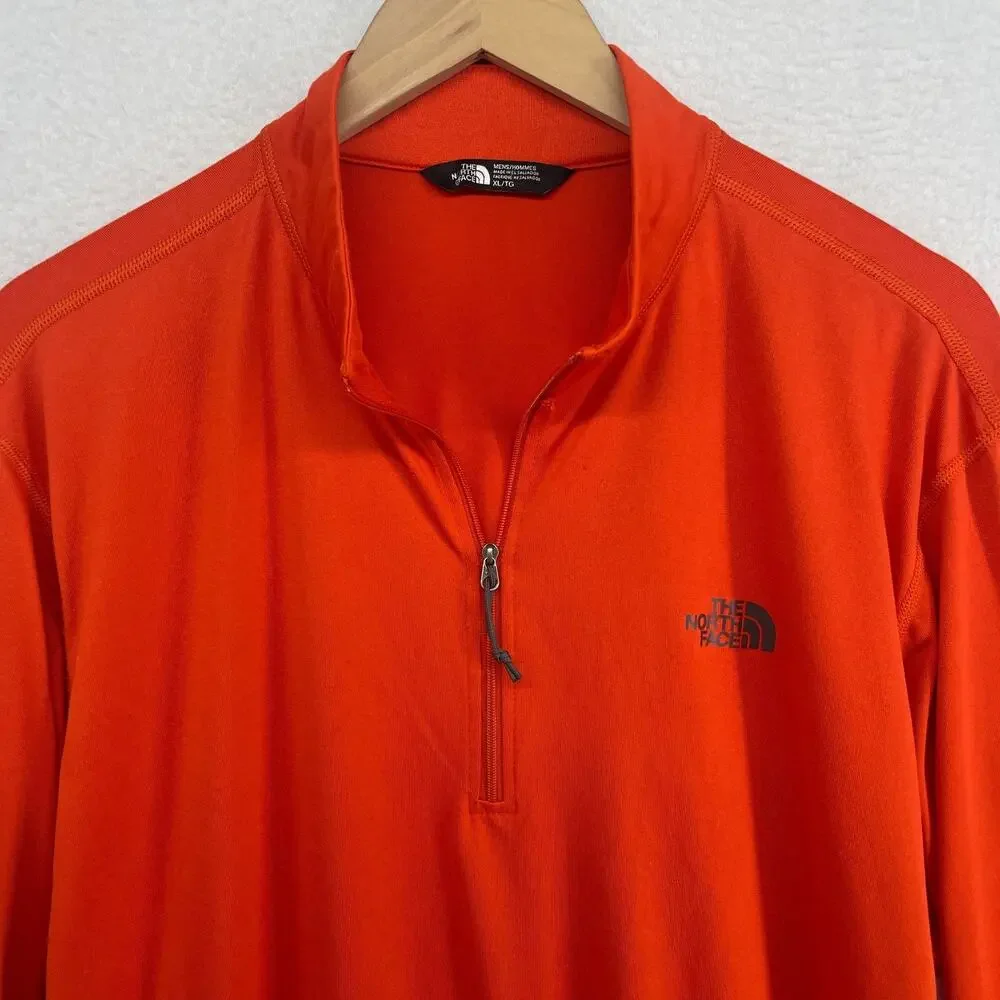 THE NORTH FACE Shirt Mens XL 1/4 Zip Performance Baselayer Long Sleeve Orange